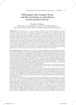 Small game, the younger dryas, and the transition to agriculture in