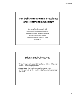 Iron Deficiency Anemia: Prevalence and Treatment in