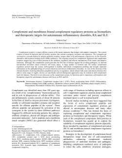 Complement and membrane-bound complement regulatory proteins