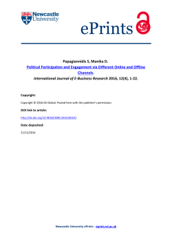 Papagiannidis S, Manika D. Political Participation and Engagement