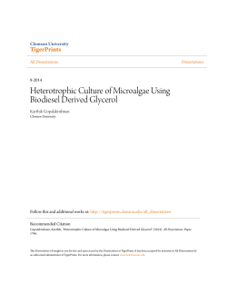 Heterotrophic Culture of Microalgae Using Biodiesel Derived Glycerol