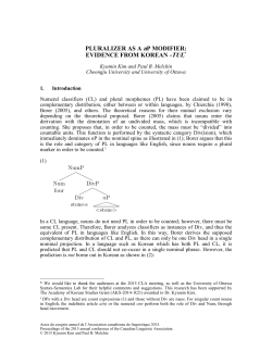 PLURALIZER AS A nP MODIFIER: EVIDENCE FROM KOREAN -TUL*