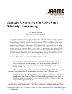 Sankofa: A Narrative of a Native Son`s Scholarly Homecoming