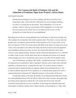 The Commercial Spirit of Intimate Life and the Abduction of