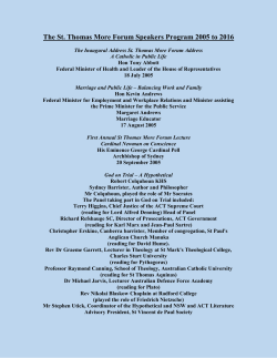 The St. Thomas More Forum Speakers Program 2005 to 2016