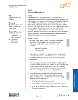 Activity: Classroom Observations