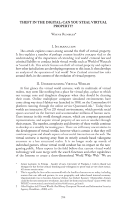 THEFT IN THE DIGITAL: CAN YOU STEAL VIRTUAL