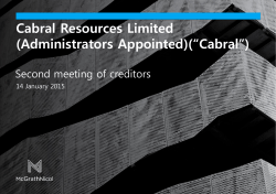 Cabral Resources - Second meeting of creditors