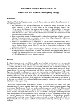 comments on the City of Perth draft lighting strategy