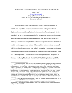Moral Skepticism and Moral Disagreement in Nietzsche