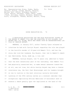 MISSISSIPPI LEGISLATURE REGULAR SESSION 2017 By