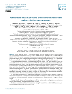 Harmonized dataset of ozone profiles from satellite limb and