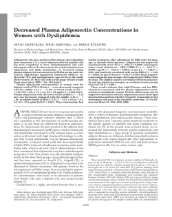 Decreased Plasma Adiponectin Concentrations in Women with