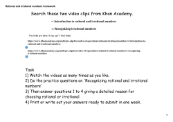 Rational and Irrational numbers homework