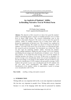 An Analysis of Students` Ability in Retelling Narrative Text in Written