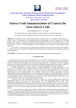 Source Code Summarization of Context for Java Source