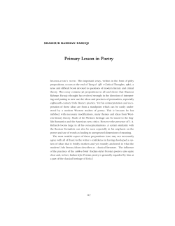 Primary Lesson in Poetry - the Annual of Urdu Studies