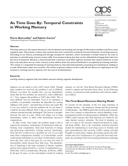 Temporal Constraints in Working Memory