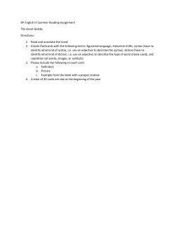 AP English III Summer Reading Assignment The Great Gatsby