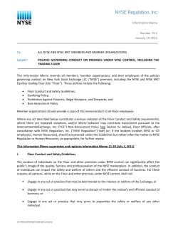 To: ALL NYSE AND NYSE MKT MEMBERS AND MEMBER