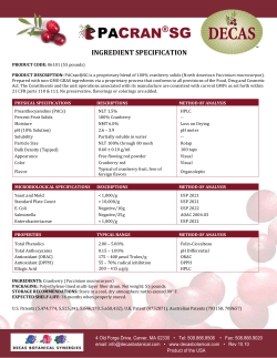 pacran&reg;sg - Decas Cranberry Products