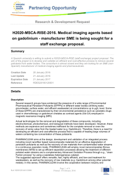 H2020-MSCA-RISE-2016. Medical imaging agents
