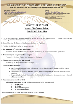 MINUTES OF 37TH AGM Venue : CW Canyon Raipur, Date 9/10/15