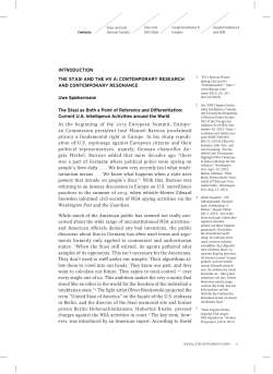 INTRODUCTION THE STASI AND THE HV A