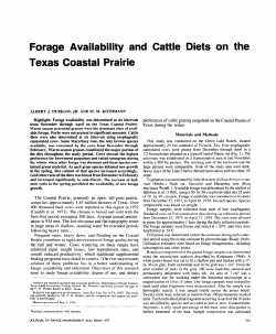 Forage Availability and Cattle Diets on the Texas Coastal Prairie