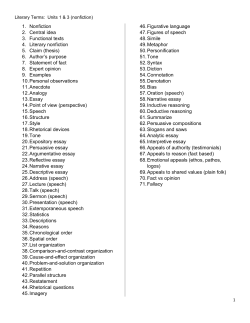 1. Nonfiction 2. Central idea 3. Functional texts 4. Literary nonfiction