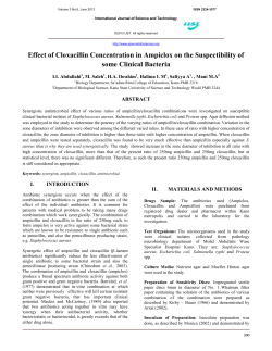 Effect of Cloxacillin Concentration in Ampiclox on the Suspectibility