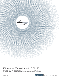 Pipette Cookbook - Sutter Instrument
