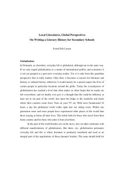 Local Literatures, Global Perspectives On Writing a Literary History