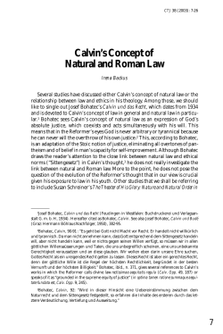 Calvin`s Concept of Natural and Roman Law