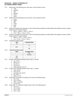 Homework &ndash; Chapter 10 Chemistry 51 Los Angeles Mission College