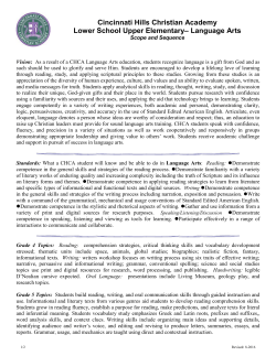 Language Arts - Cincinnati Hills Christian Academy