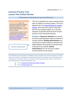 Inclusive Practice Tool: Lesson Plan Artifact Review