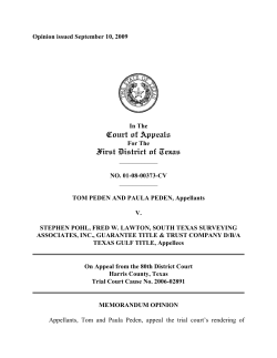 Court of Appeals First District of Texas