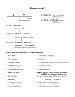 Diagramming #1 S  V  V (Simple predicate)