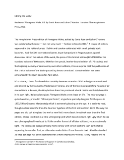 Editing the Wake Review of Finnegans Wake. Ed. by - SAS