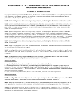 Colombia Certificate of Origin