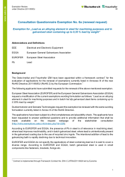 Consultation Questionnaire Exemption No. 6a (renewal request)