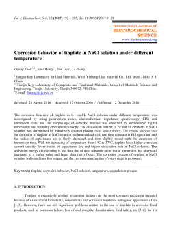 Corrosion behavior of tinplate in NaCl solution under different