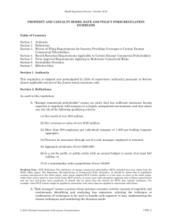 property and casualty model rate and policy form regulation guideline