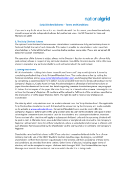 Scrip Dividend Scheme &ndash; Terms and Conditions