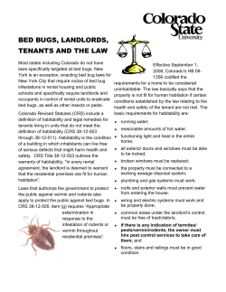 BED BUGS, LANDLORDS, TENANTS AND THE LAW