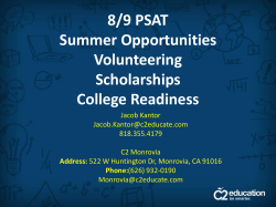8/9 PSAT Summer Opportunities Volunteering Scholarships College