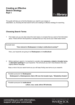 Creating an Effective Search Strategy Part 1