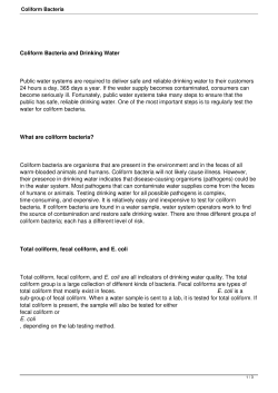 Coliform Bacteria - Siouxland District Health