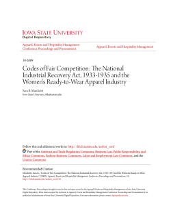 Codes of Fair Competition: The National Industrial Recovery Act